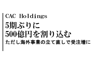 5期ぶりに500億円を割り込む　ただし海外事業の立て直しで受注増に――CAC Holdings