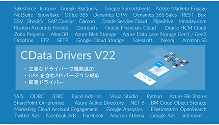 CData、データ接続コネクタ「CData Drivers」のV22をリリース